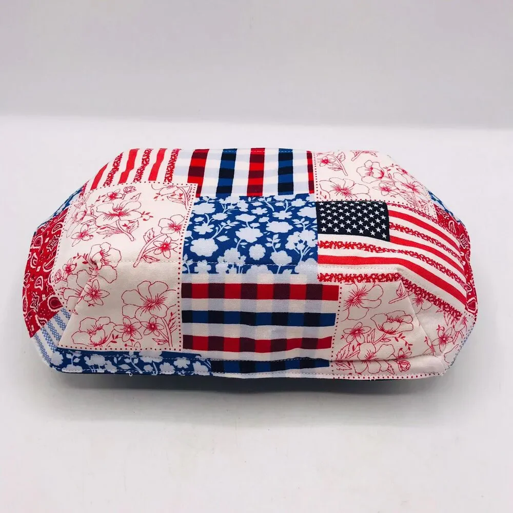 Reversible Microwave Cozie For Takeout Containers Cottage Patriotic Patchwork